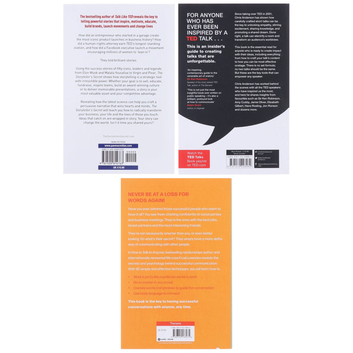 How to Talk to Anyone, TED Talks & The Storyteller's Secret 3 Books Collection Set - Non Fiction - Paperback