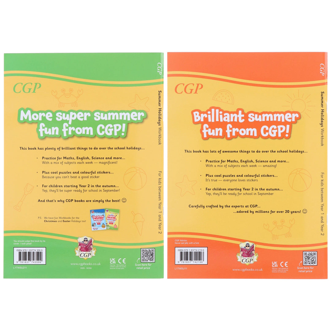 CGP Summer Holidays Activity Workbook (For kids between Year 1 & Year 2) With 100+ Stickers: 2 Books Set - Paperback