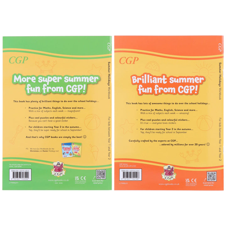 CGP Summer Holidays Activity Workbook (For kids between Year 1 & Year 2) With 100+ Stickers: 2 Books Set - Paperback