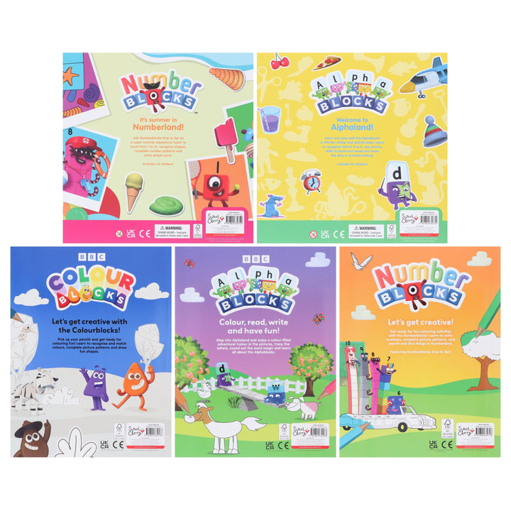 Numberblocks, Alphablocks & Colourblocks Colouring Fun & Sticker Activity Book Collection 5 Books Set - Ages 3+ - Paperback