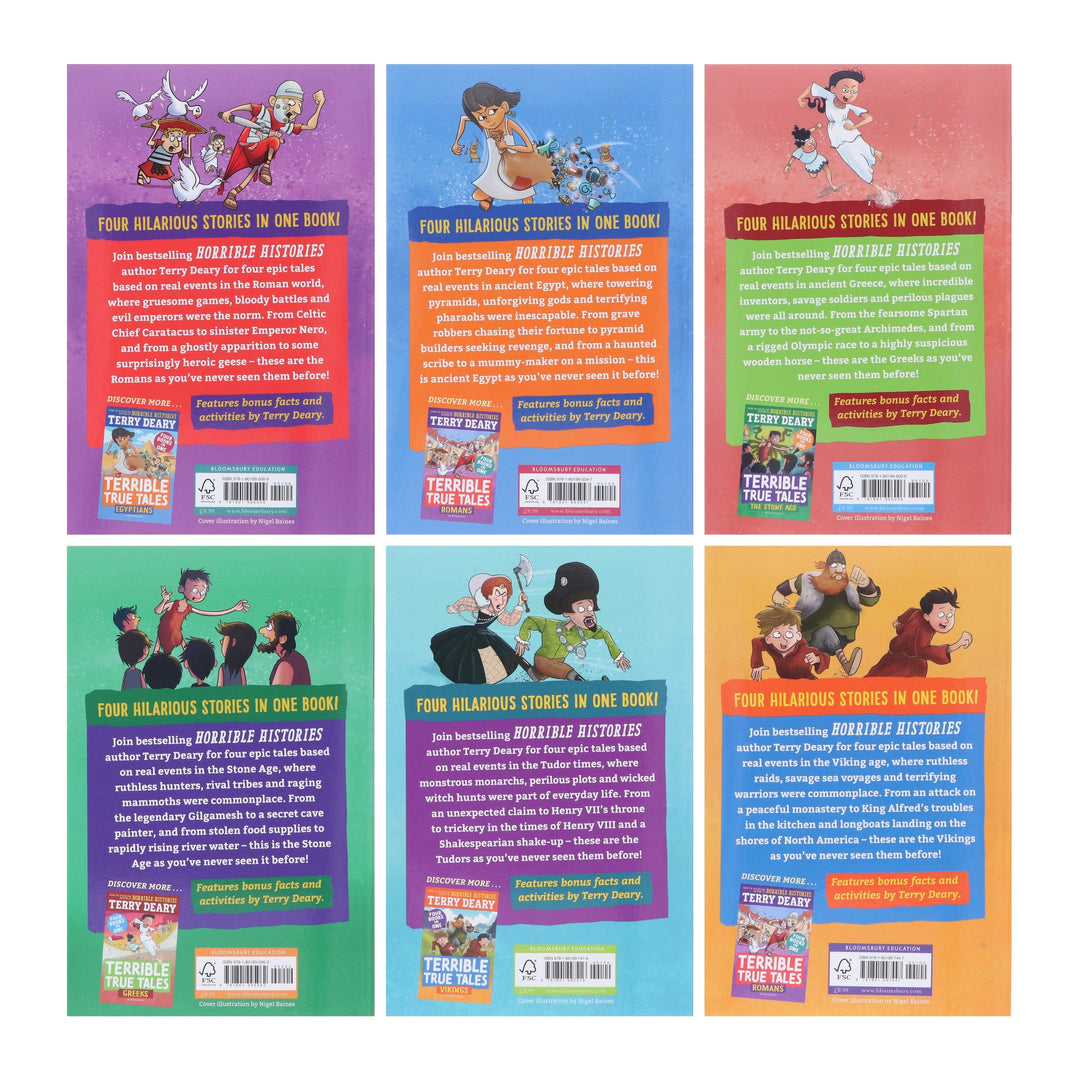 Terrible True Tales By Terry Deary: 6 Books (4 Books in 1) Collection Set - Ages 7-9 - Paperback