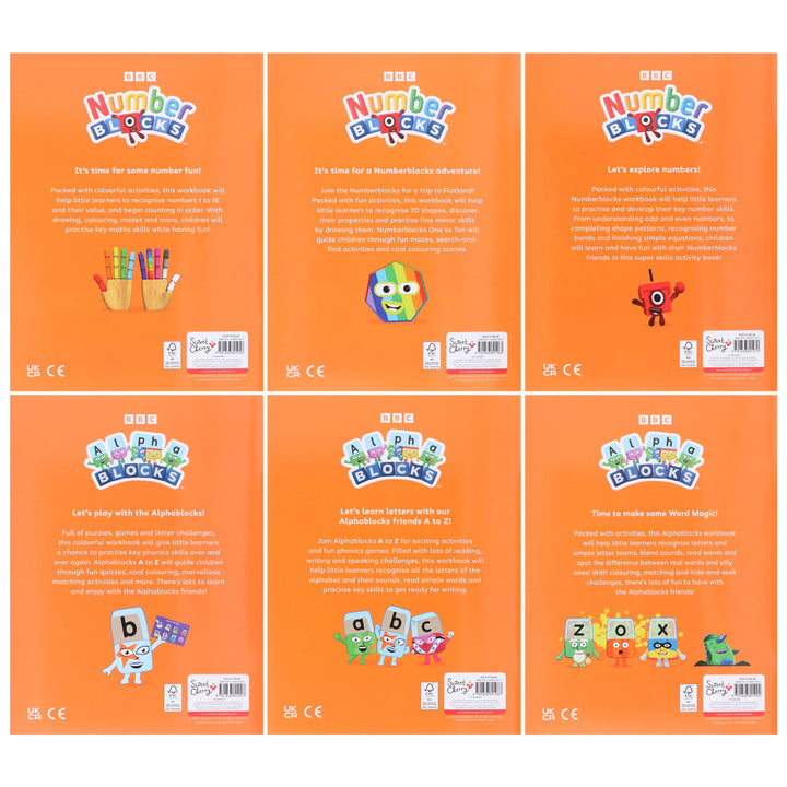 Numberblocks and Alphablocks (Orange: Level 2) Collection 6 Workbooks Set With Fun Stickers - Ages 3-5 - Paperback