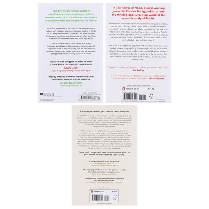 Atomic Habits, The Power of Habit & Good Habits, Bad Habits: 3 Books Collection Set - Non Fiction - Paperback