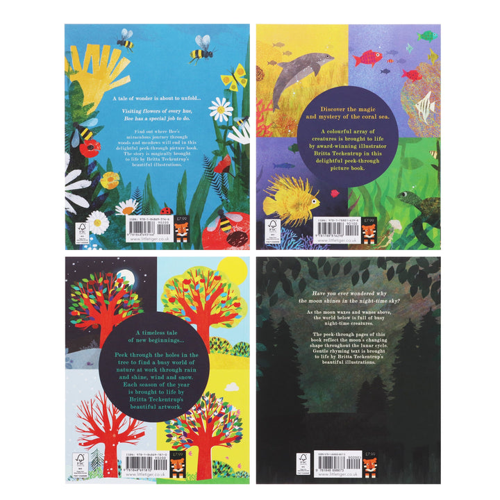 A Peek-Through 4 Nature Picture Book Set By Britta Teckentrup - Age 2-5 - Paperback 5-7 Little Tiger Press Group