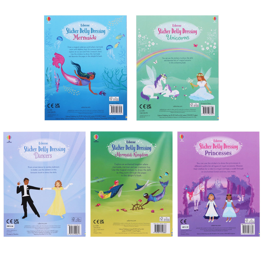 Usborne Sticker Dolly Dressing By Fiona Watt 5 Books Collection Set - Ages 3-8 - Paperback
