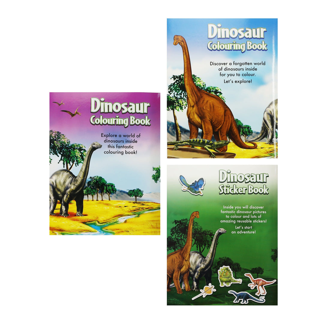 Dinosaur Activity Pack Colouring Books & Stickers 3 Books Collection Set - Ages 3+ - Paperback
