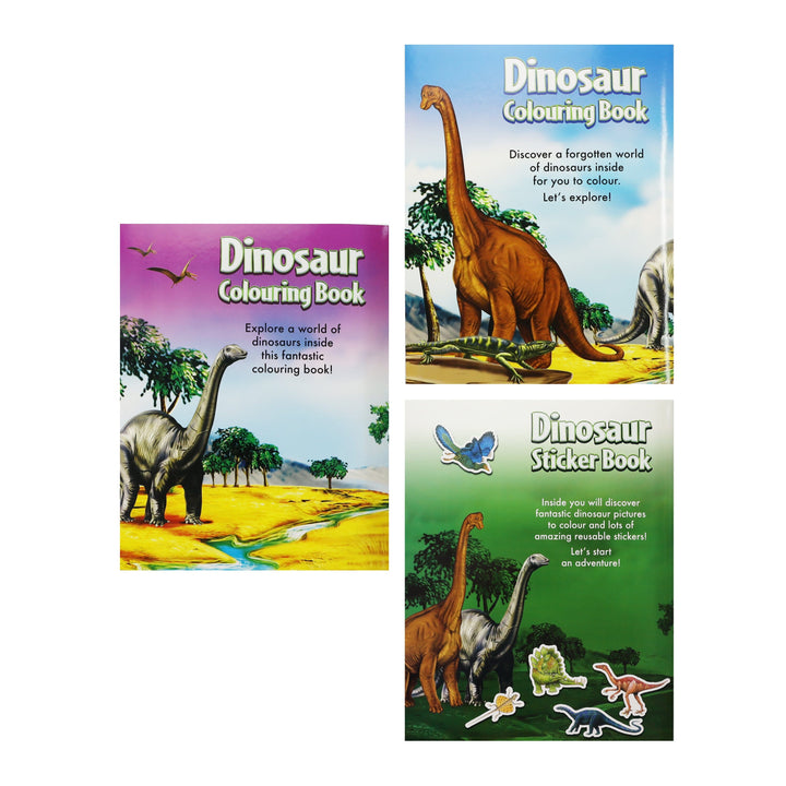 Dinosaur Activity Pack Colouring Books & Stickers 3 Books Collection Set - Ages 3+ - Paperback