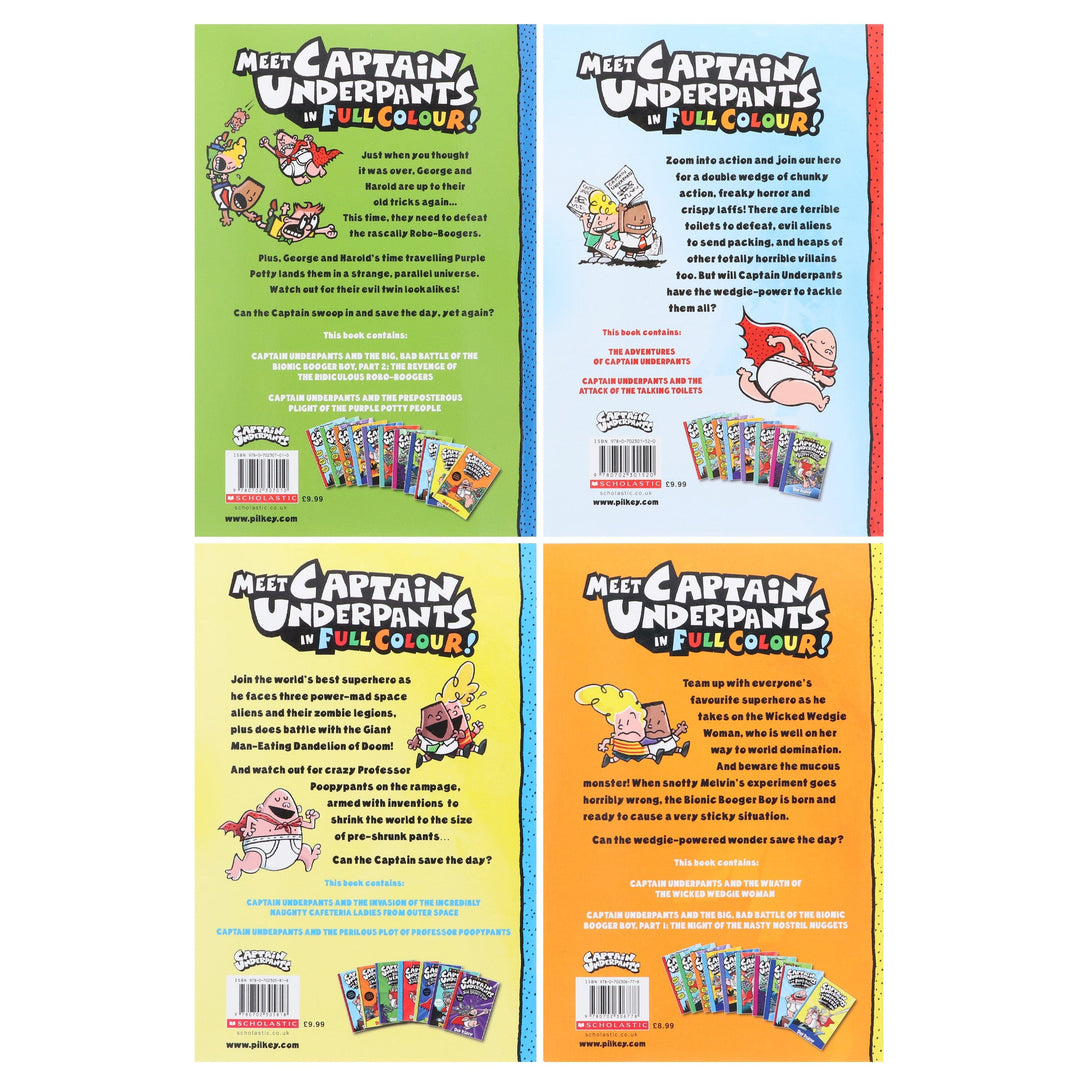 Captain Underpants Full Colour illustrated Series by Dav Pilkey: 4 Books Collection Set - Ages 7-11 - Paperback