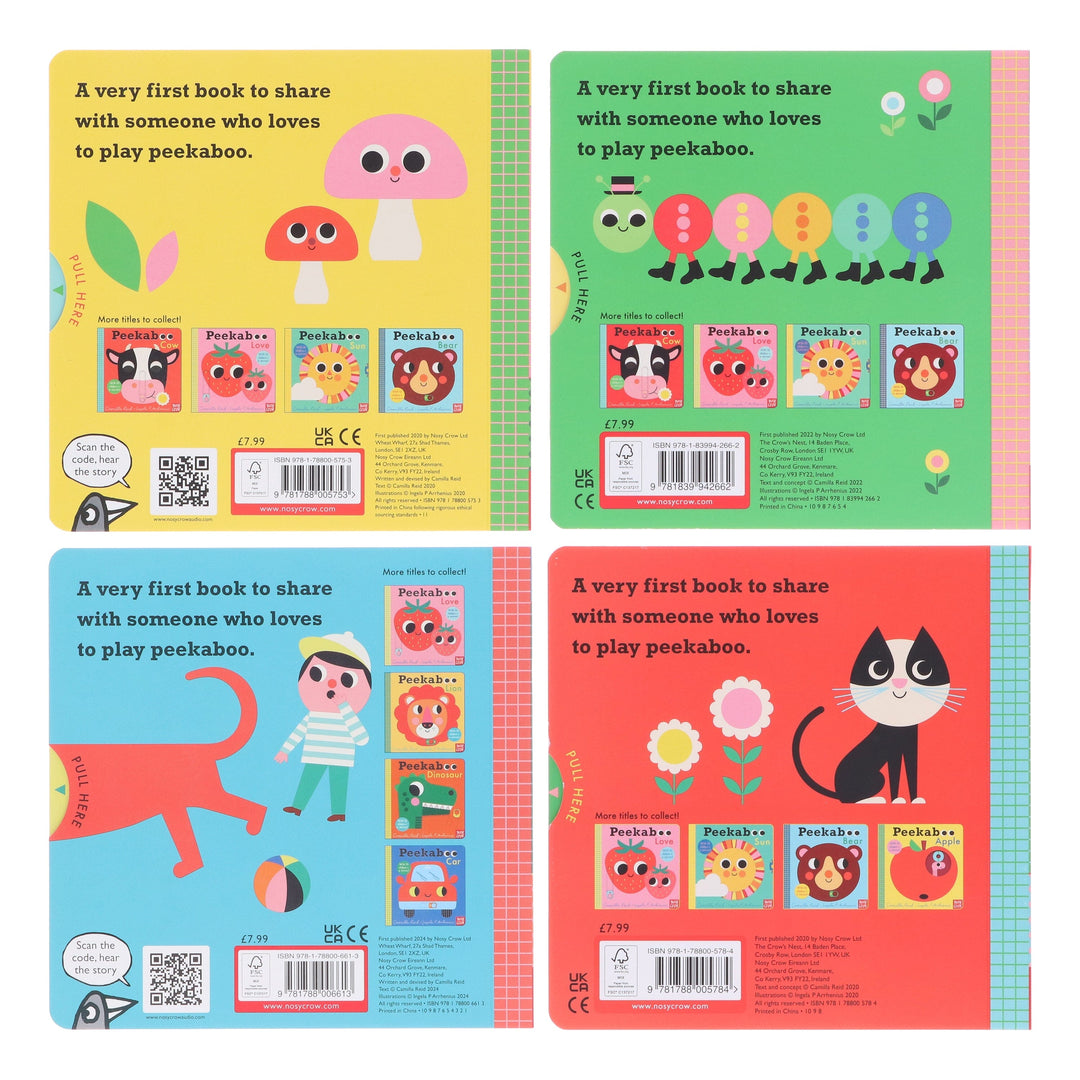 Peekaboo: Apple, Chick, Dog & Cow by Camilla Reid Illustrated 4 Books Collection Set - Ages 0-5 - Board Book