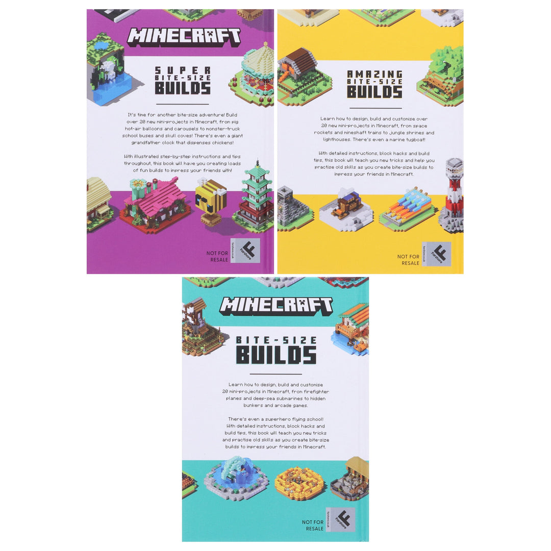 Minecraft Bite-Size Builds by Mojang AB 3 Books Collection Box Set - Ages 7+ - Hardback
