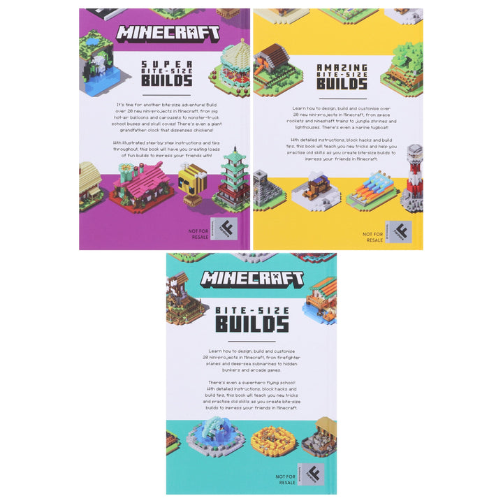 Minecraft Bite-Size Builds by Mojang AB 3 Books Collection Box Set - Ages 7+ - Hardback