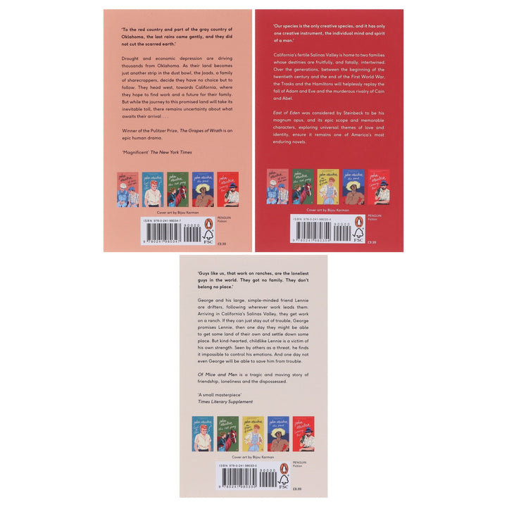 John Steinbeck Collection (The Grapes of Wrath, East of Eden, Of Mice and Men) 3 Books Set - Fiction - Paperback
