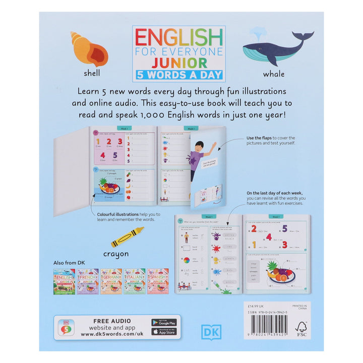 English for Everyone Junior 5 Words a Day: Learn and Practise 1,000 English Words - Ages 6-9 - Flexibound