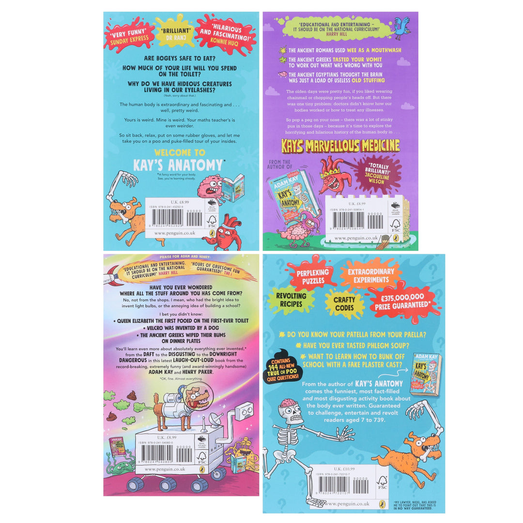 Adam Kay's Incredible Inventions, Marvellous Medicine, Anatomy & The Poo-Tastic Puzzle Book: 4 Books Collection Set - Ages 7+ - Paperback