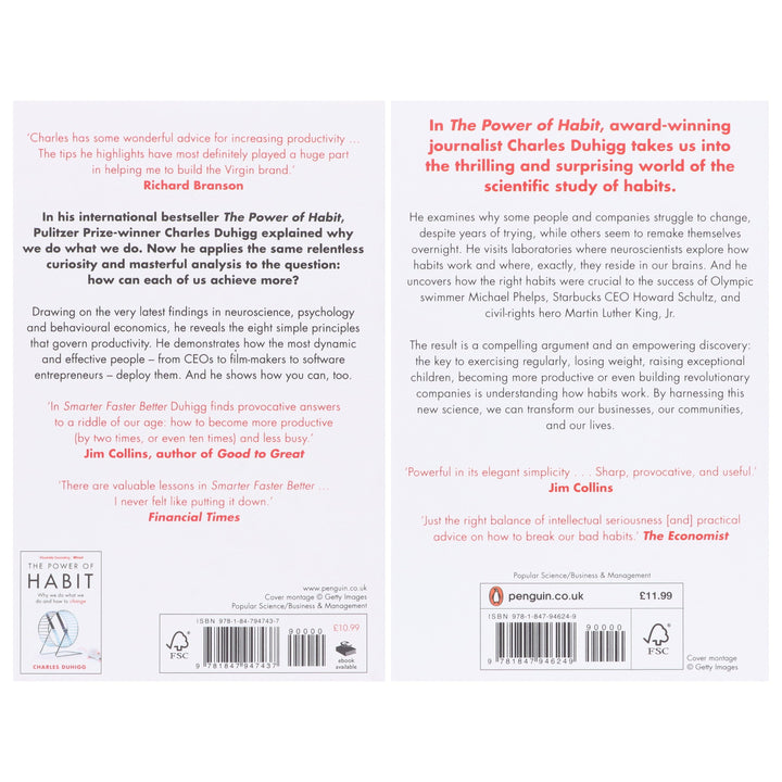 Smarter Faster Better & The Power of Habit: By Charles Duhigg 2 Books Collection Set - Non Fiction - Paperback