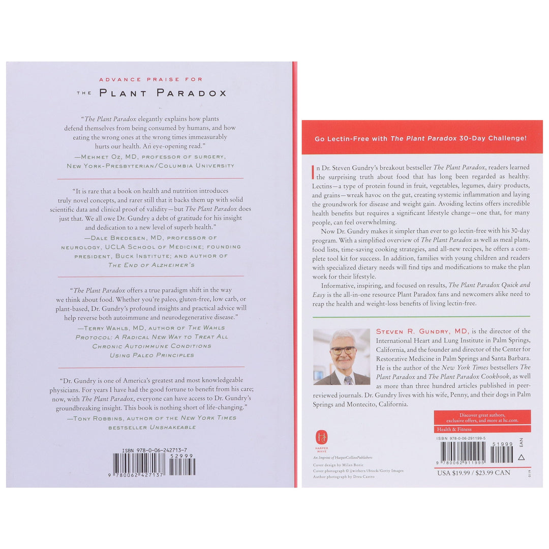 The Plant Paradox & Plant Paradox Quick and Easy: By Dr. Steven R Gundry, MD 2 Books Collection Set - Non Fiction - Hardback/Paperback