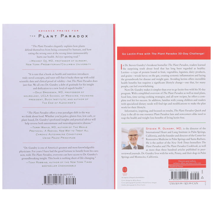 The Plant Paradox & Plant Paradox Quick and Easy: By Dr. Steven R Gundry, MD 2 Books Collection Set - Non Fiction - Hardback/Paperback