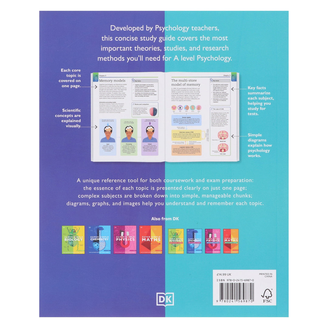 Super Simple Psychology: The Ultimate Bitesize Study Guide For A Level - Non Fiction - Paperback