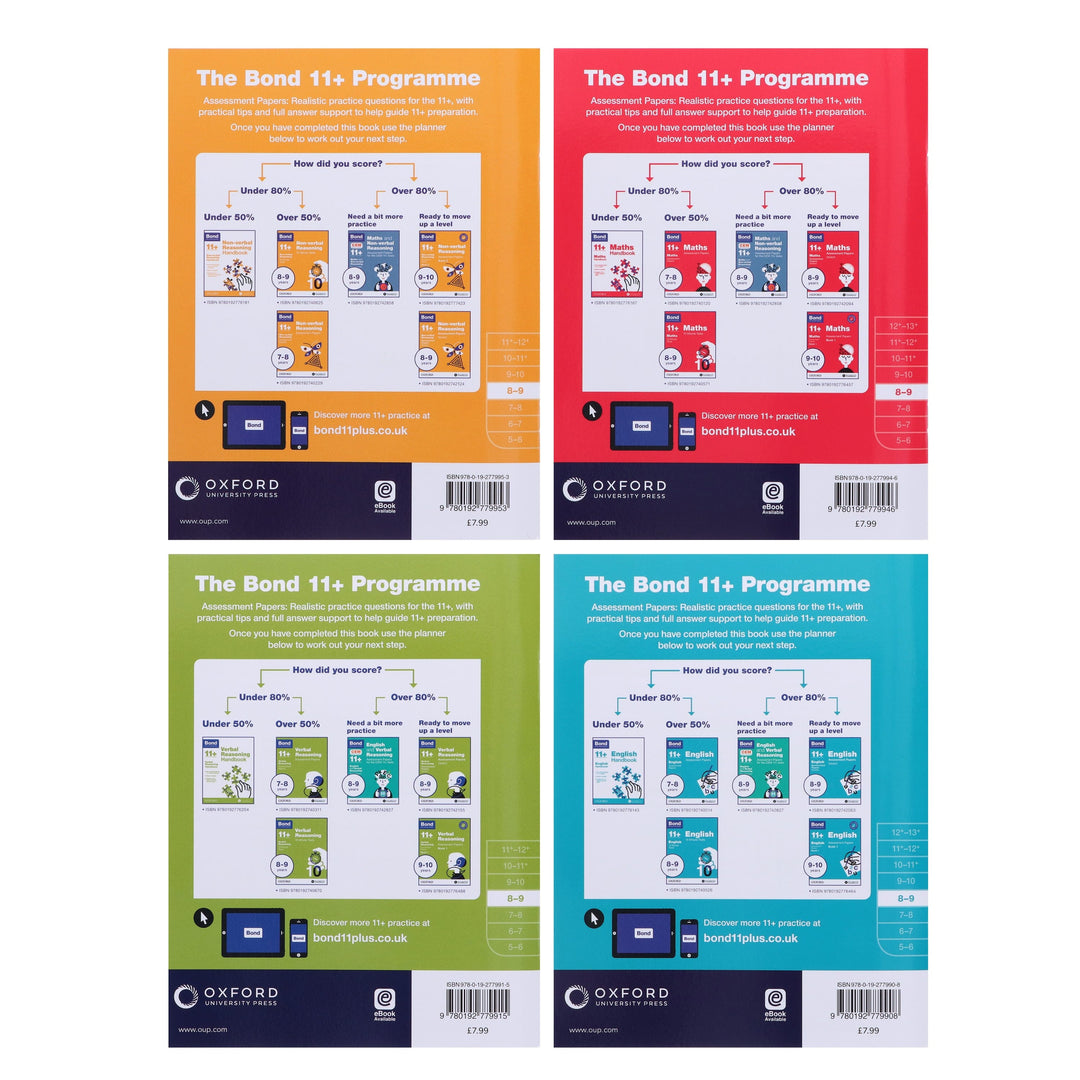 Bond 11+ Assessment Papers (Year 8-9) 4 Books Collection Set By Oxford - Paperback