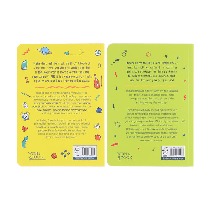 Dr Ranj Singh (Brain Power & How to Grow Up and Feel Amazing) 2 Books Collection Set - Ages 7-9 - Paperback