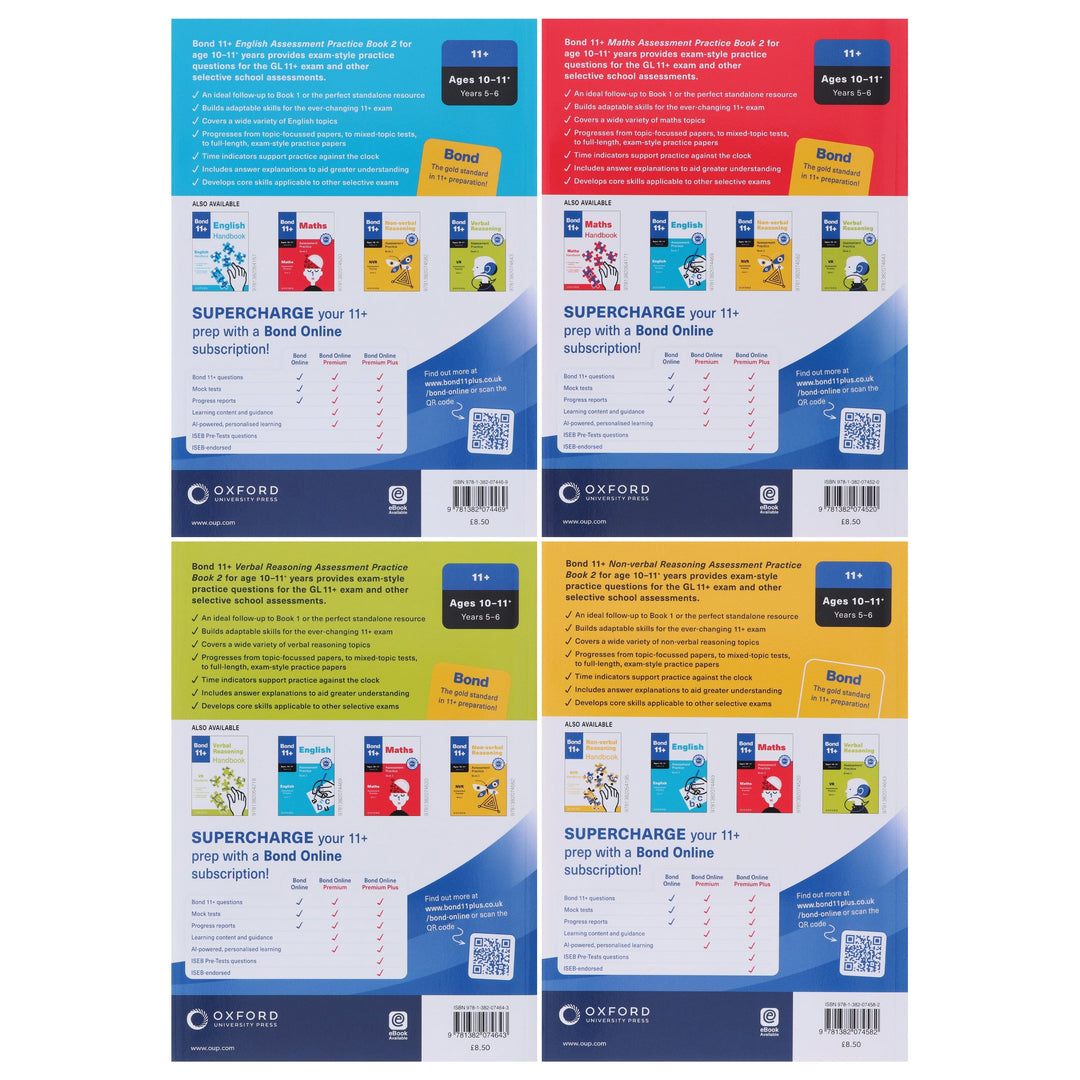 Bond 11+ Assessment Practice Papers for Year 5-6 (Book 2) 4 Books Set - Ages 10-11+ - Paperback