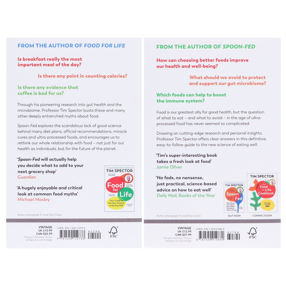 Spoon Fed & Food for Life by Tim Spector: 2 Books Collection Set - Non Fiction - Paperback