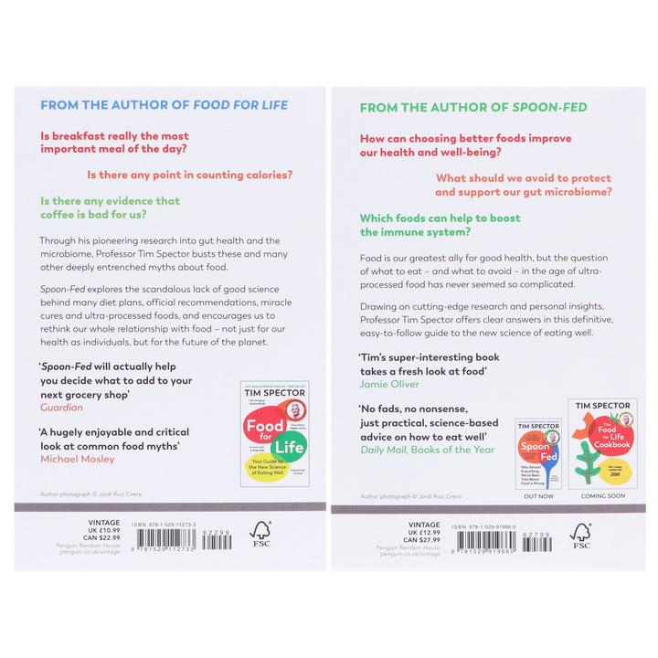 Spoon Fed & Food for Life by Tim Spector: 2 Books Collection Set - Non Fiction - Paperback