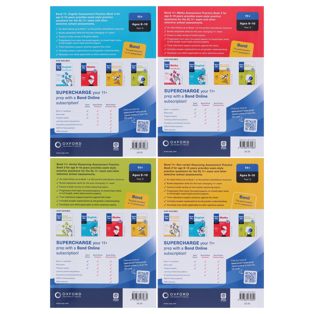 Bond 11+ Assessment Practice (Book 2) for Ages 9-10 (Year 5) 4 Books Collection Set - Paperback