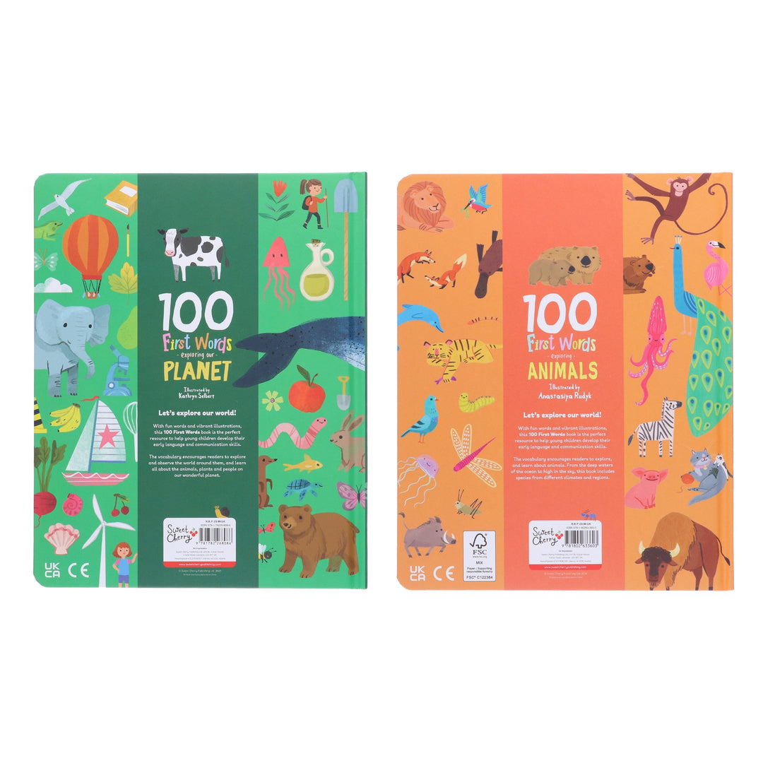 100 First Words Exploring Our Planet & Exploring Animals 2 Books Collection Set - Ages 3-5 - Board Book