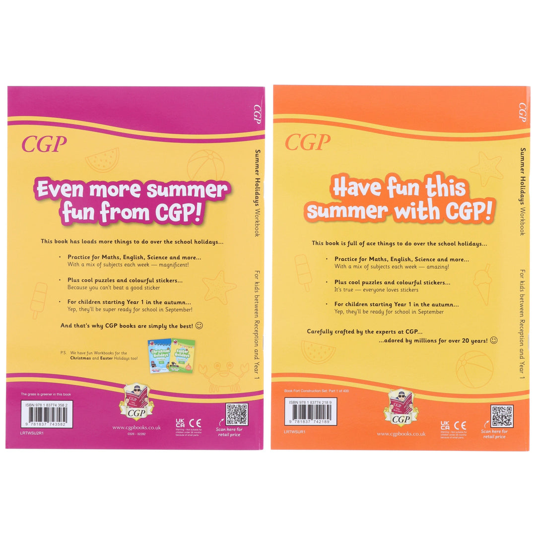 CGP Summer Holidays Activity Workbook (For kids between Reception to Year 1) With 100+ Stickers 2 Books Set - Paperback