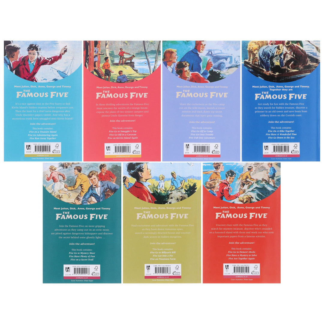 Famous Five 21 Stories (3 Books In 1) Collection 7 Books Set - Ages 9-11 - Paperback