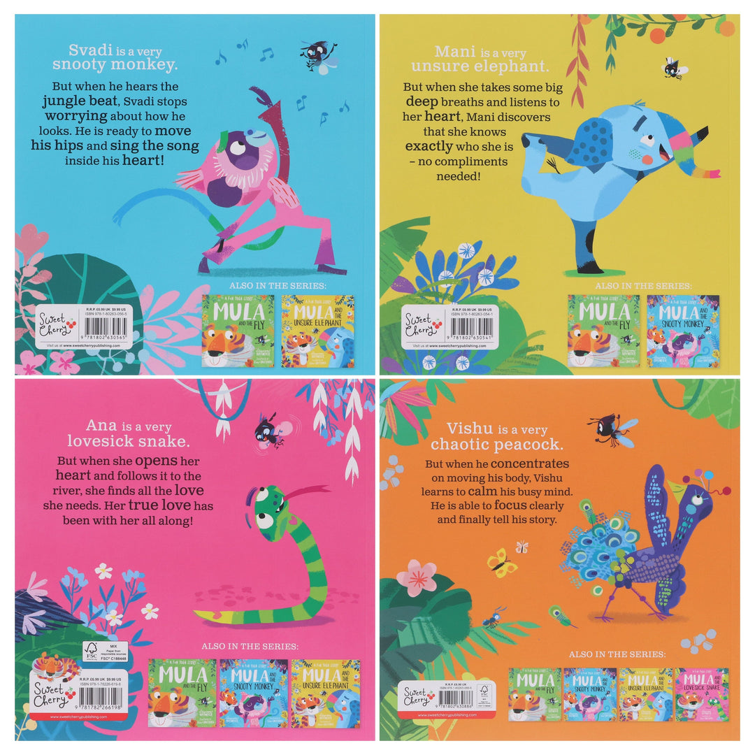 Mula and Friends Animal Fun Yoga Stories Illustrated 4 Picture Books Collection Set - Ages 3-6 - Paperback