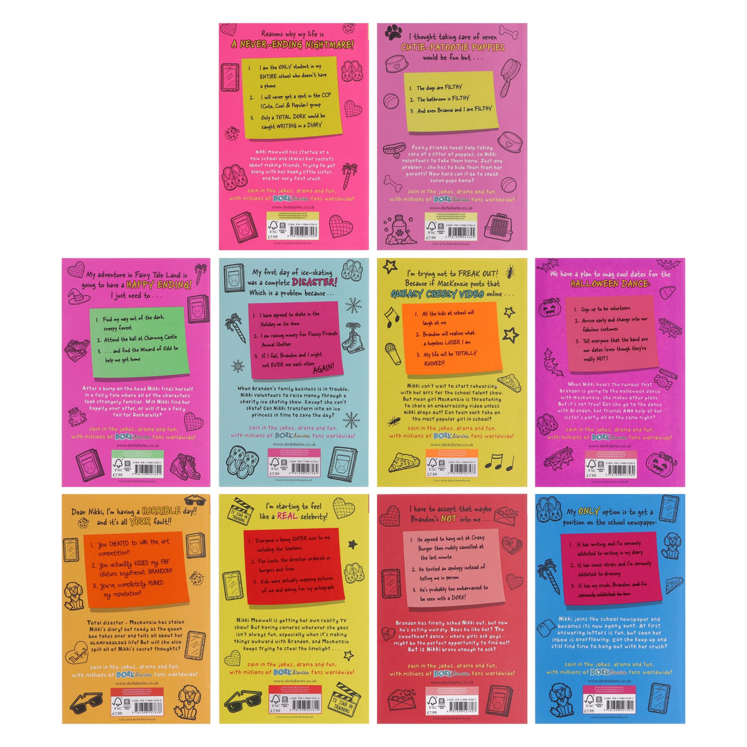Dork Diaries Series (Vol. 1-10) By Rachel Renee Russell 10 Books Collection - Ages 9-14 - Paperback