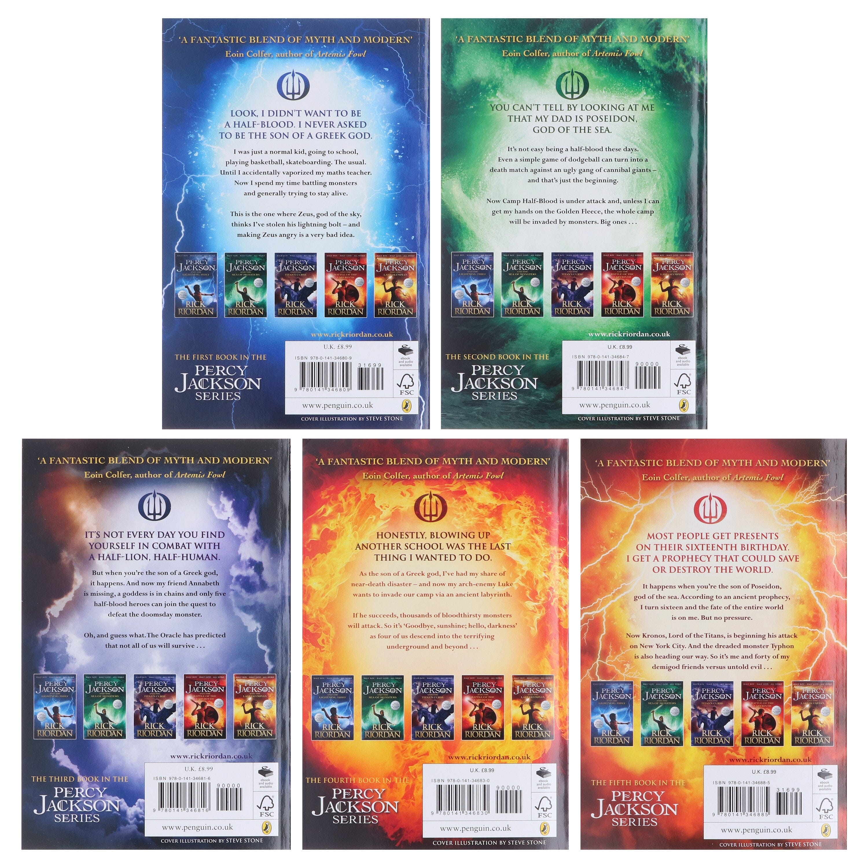 Percy Jackson By Rick Riordan 5 Books Collection - Ages 7+