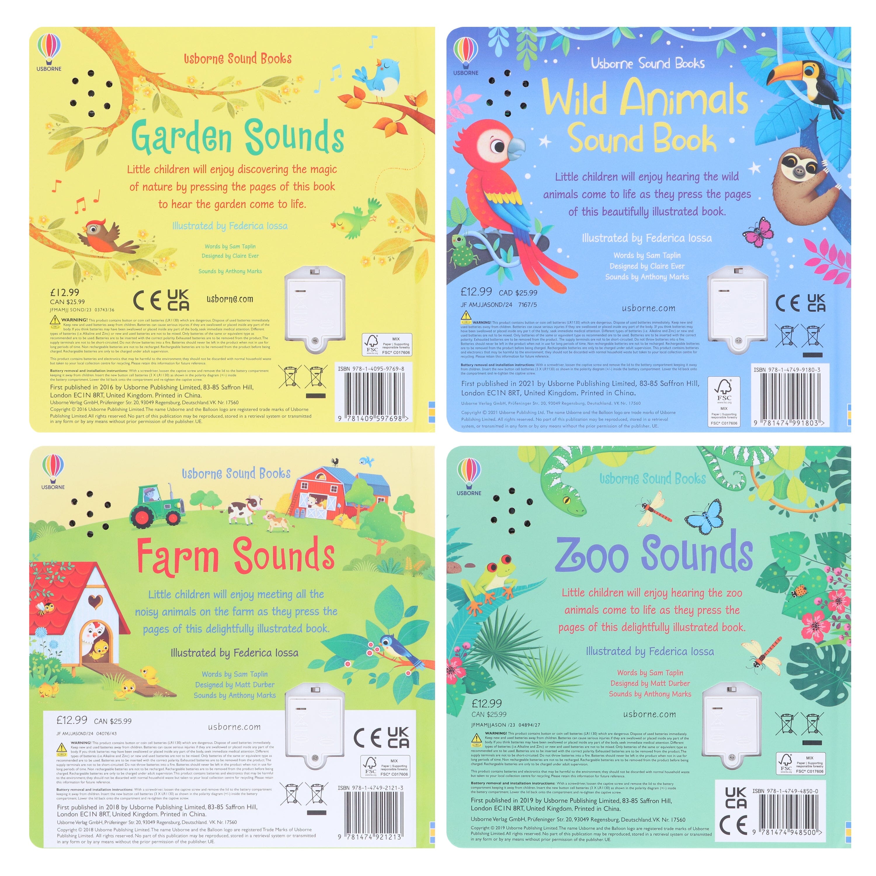 Usborne Sound Books By Sam Taplin 4 Books Collection Set (Series 2