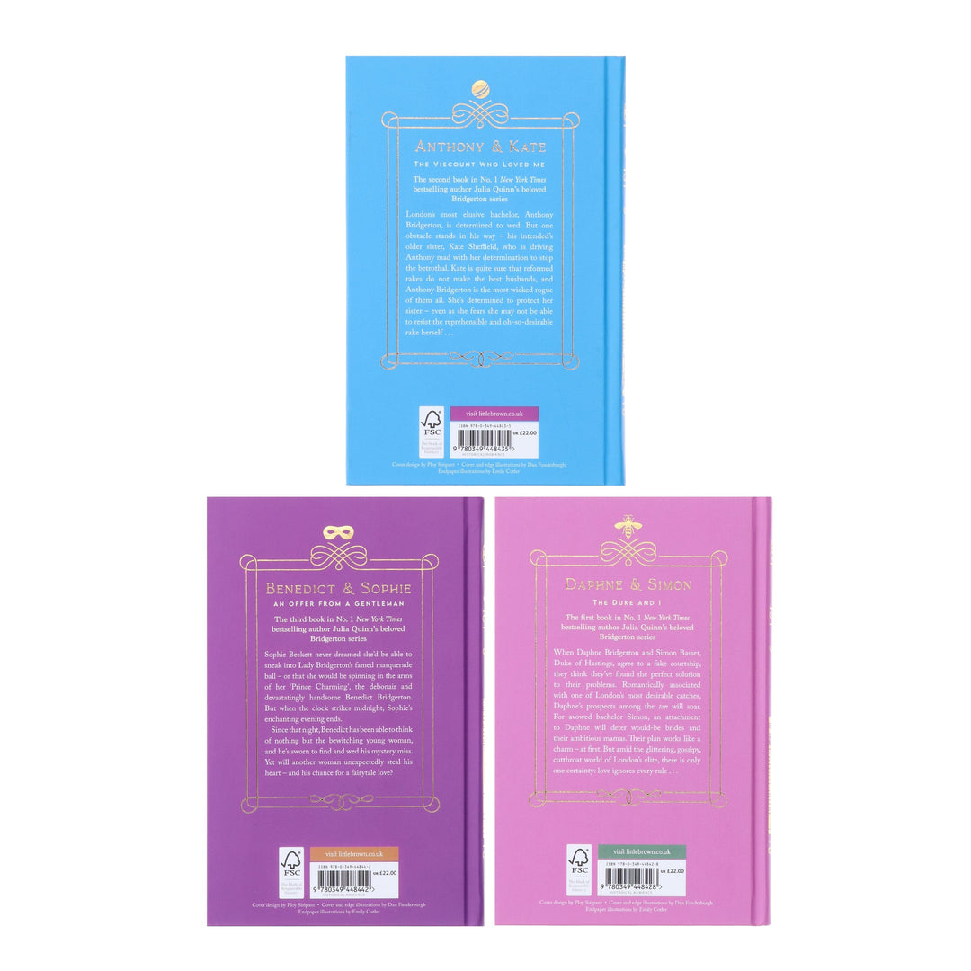 Bridgertons Series by Julia Quinn 3 Books Collector's Edition Set - Fiction - Sprayed Edges Hardback