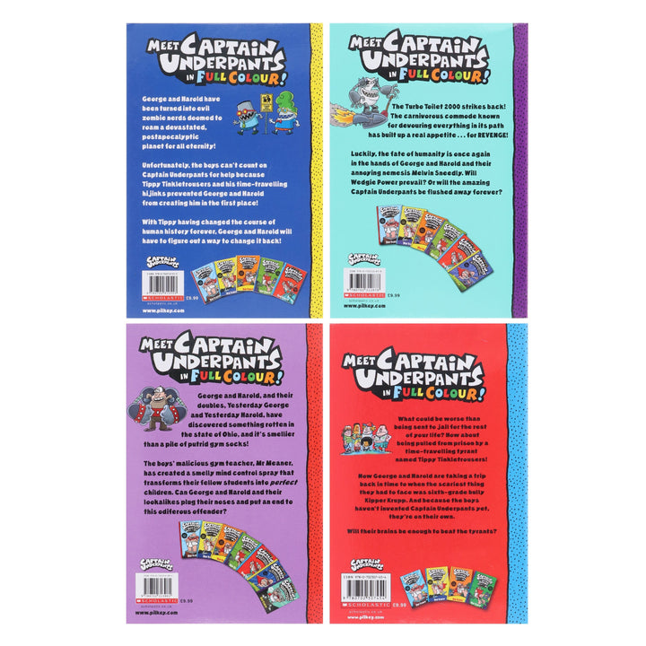 Captain Underpants Full Colour Series (Book 9-12) Collection by Dav Pilkey 4 Books Set - Ages 7-11 - Paperback