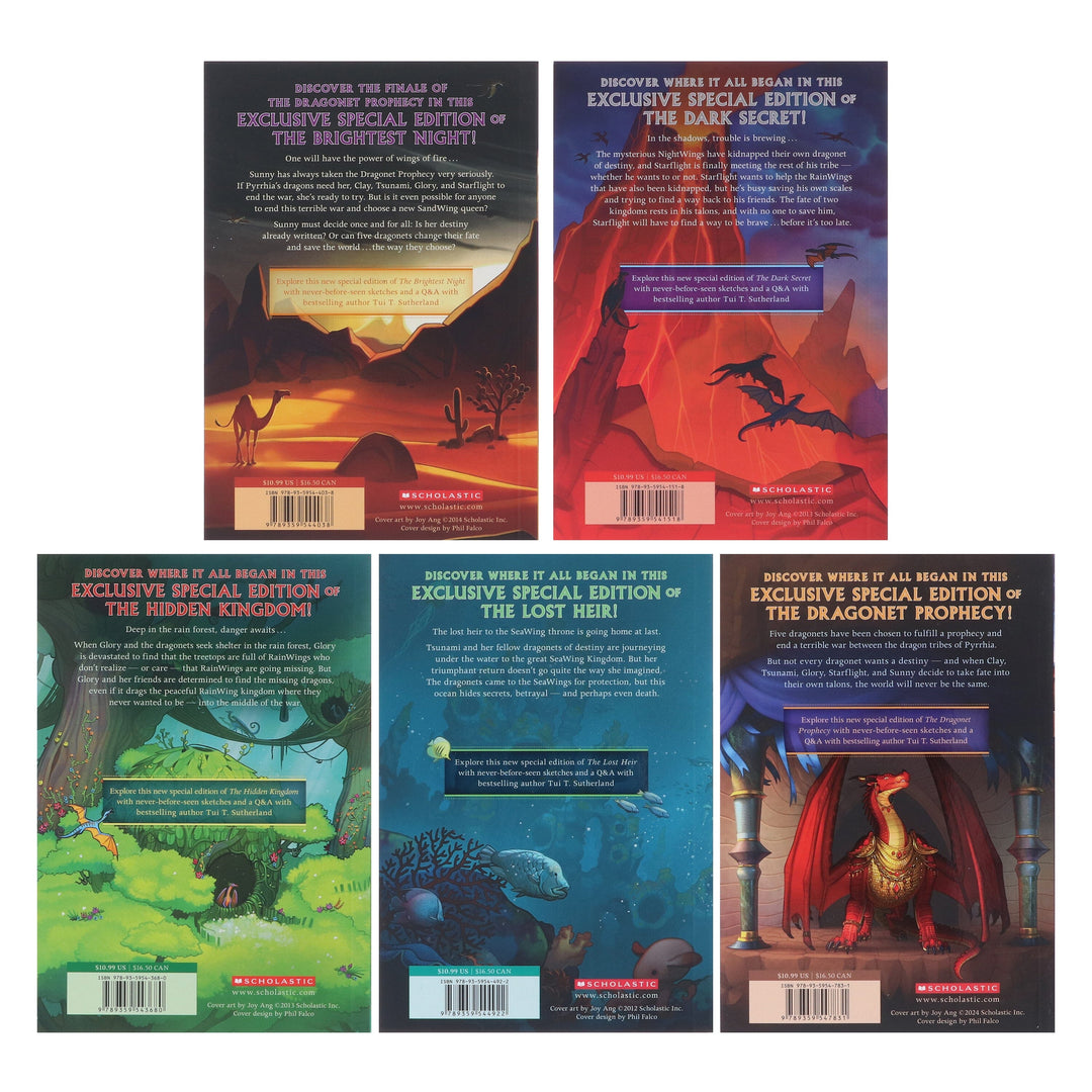 Wings of Fire by Tui T. Sutherland 5 Books Special Edition Box Set - Ages 9-14 - Paperback (Sprayed Edges)
