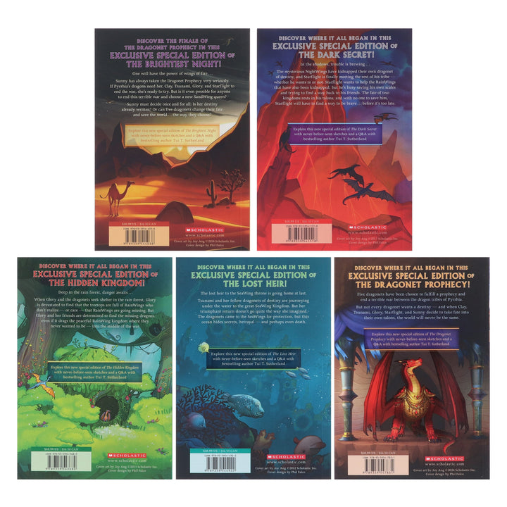 Wings of Fire by Tui T. Sutherland 5 Books Special Edition Box Set - Ages 9-14 - Paperback (Sprayed Edges)