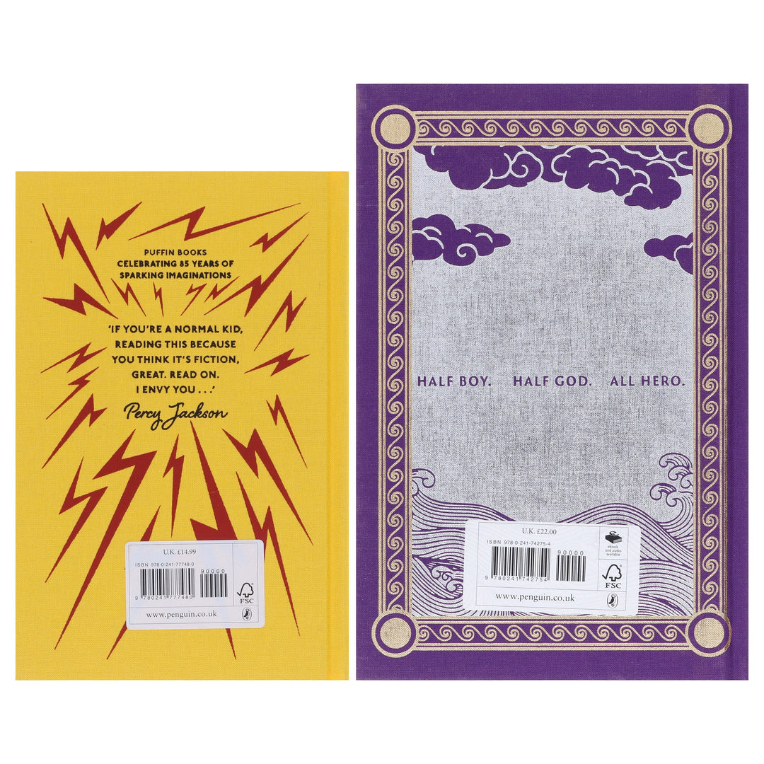 Percy Jackson and the Olympians (Puffin 85th Anniversary Clothbound Collection) by Rick Riordan 2 Books Collector's Edition Set - Ages 9+ - Hardback