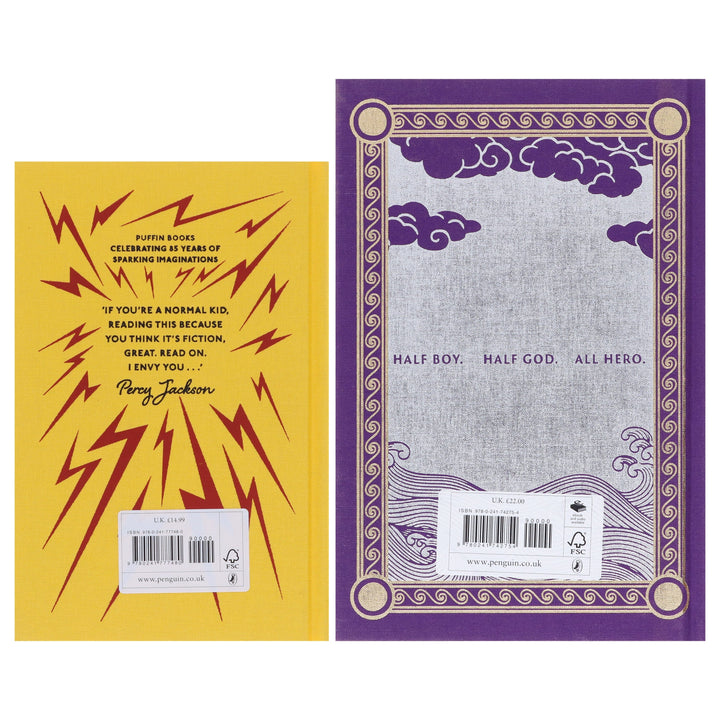 Percy Jackson and the Olympians (Puffin 85th Anniversary Clothbound Collection) by Rick Riordan 2 Books Collector's Edition Set - Ages 9+ - Hardback