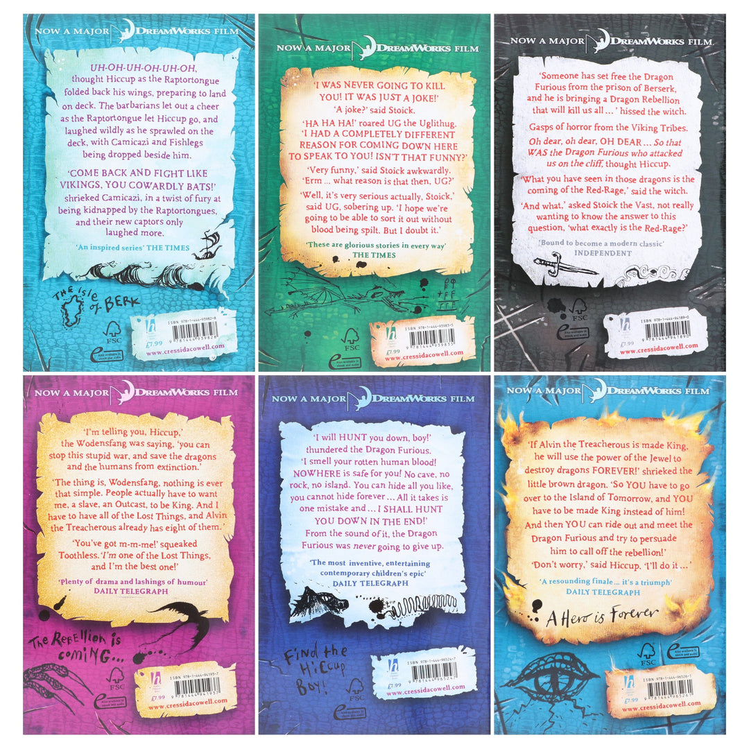 How To Train Your Dragon 6 Books (7-12) by ‎Cressida Cowell - Ages 9-14 - Paperback