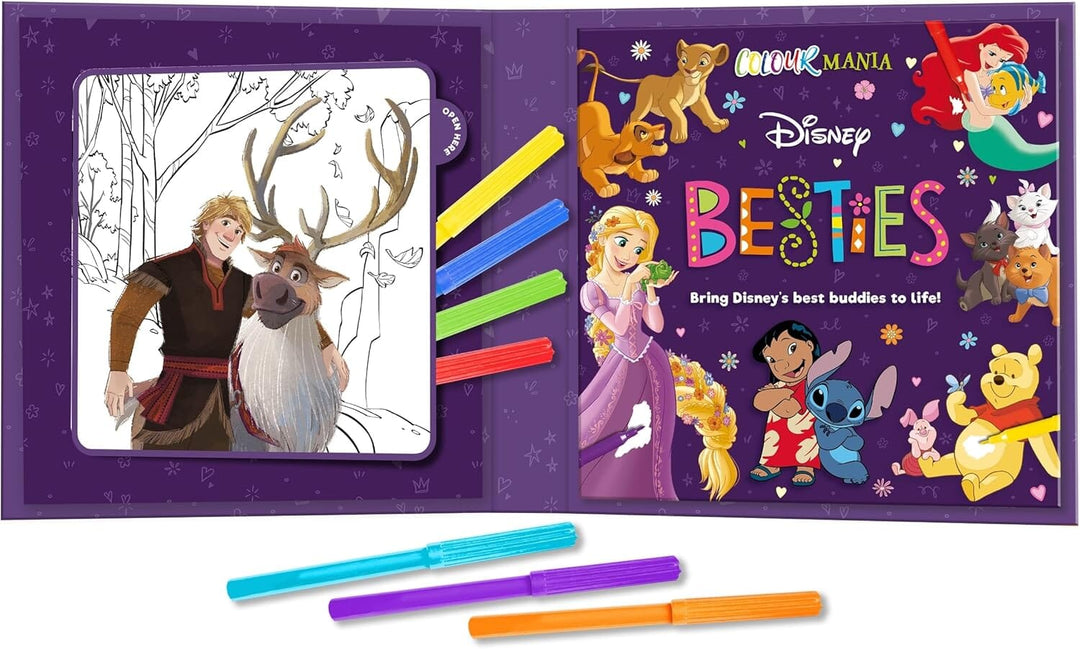 Disney: Colourmania Besties with 7 felt-tip pens to use inside - Ages 4-6 - Paperback