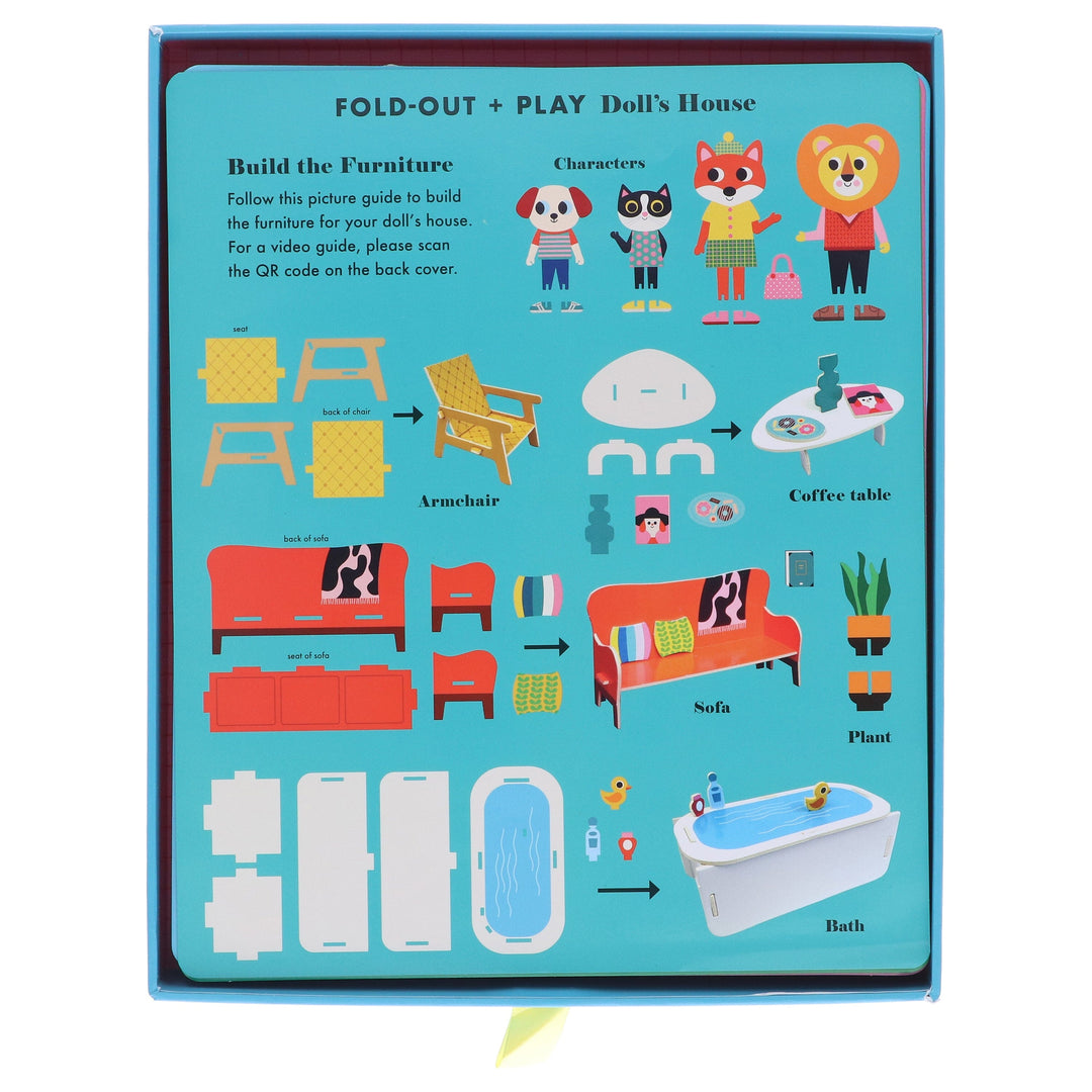 Fold-Out + Play: Doll's House: Build your own 3D house with interactive play pieces and stickers by Ingela P Arrhenius - Ages 4-7 - Board Book