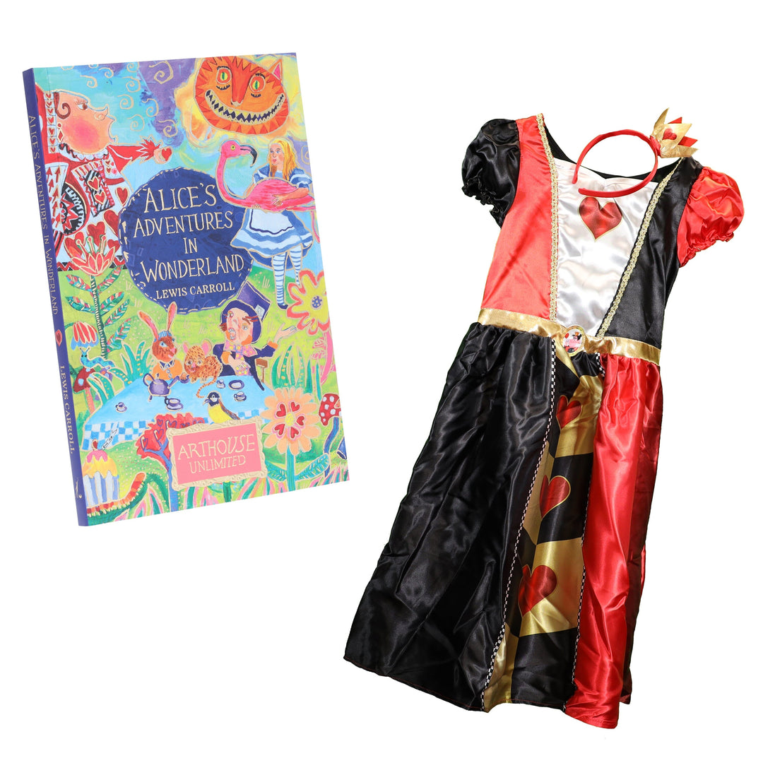 Alice's Adventures in Wonderland Book by Lewis Carroll With Alice in Wonderland Queen of Hearts Fancy Dress for Kids