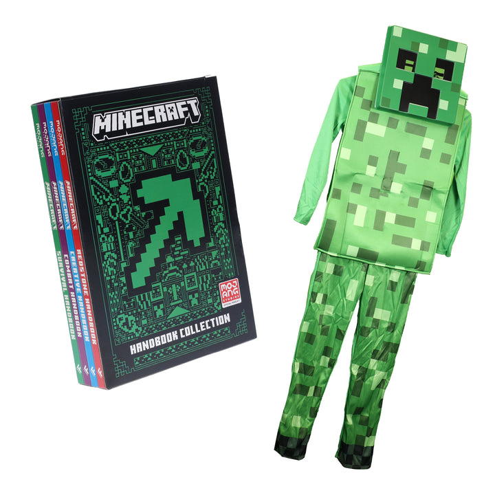 Minecraft Handbook Collection by Mojang AB 4 Books Set With Minecraft Creeper Costume for Kids