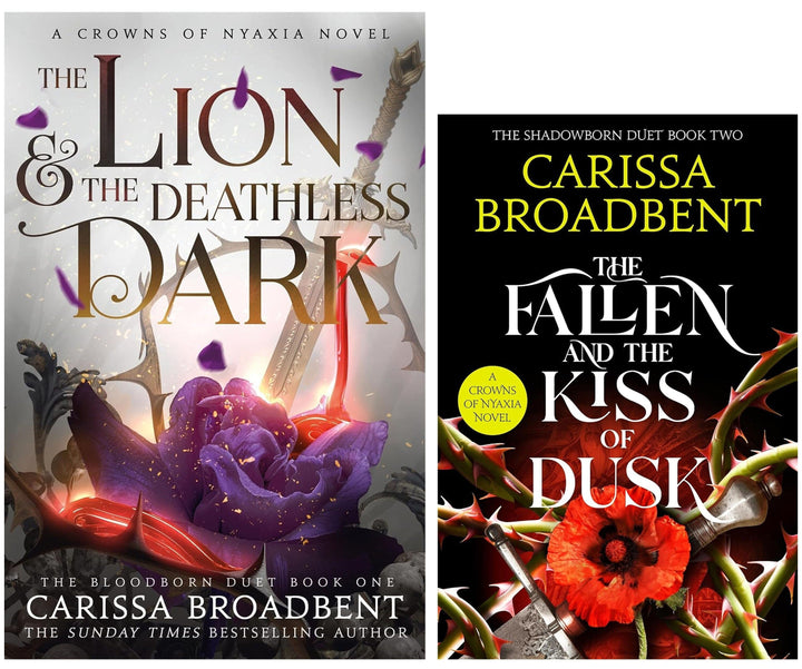 The Lion and the Deathless Dark & The Fallen and the Kiss of Dusk by Carissa Broadbent (Crowns of Nyaxia Book 4 & 5) Collection 2 Books Set - Fiction - Paperback/Hardback