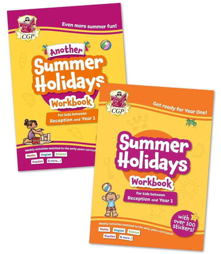CGP Summer Holidays Activity Workbook (For kids between Reception to Year 1) With 100+ Stickers 2 Books Set - Paperback