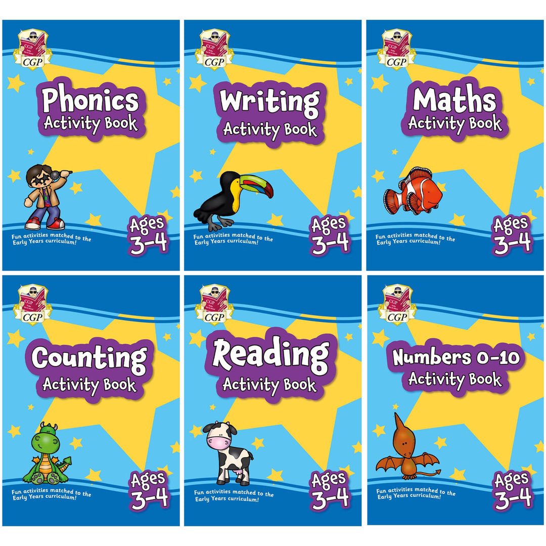 CGP Preschool Activity Book Bundle 6 Books Collection Set - Ages 3-4 - Paperback