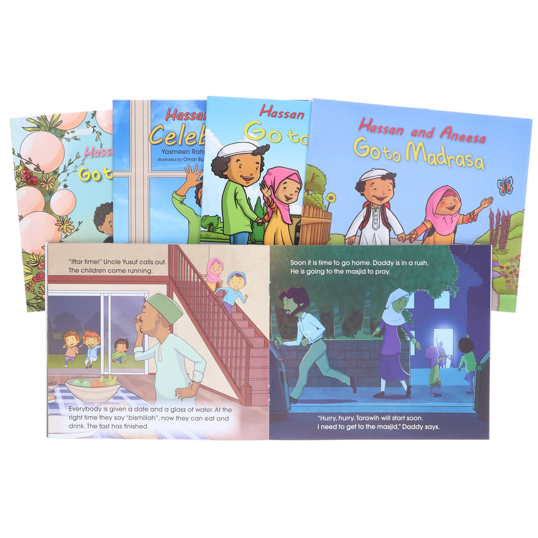 Hassan and Aneesa Children Islamic 5 Books Collection Set By Yasmeen Rahim - Ages 2-7 - Paperback